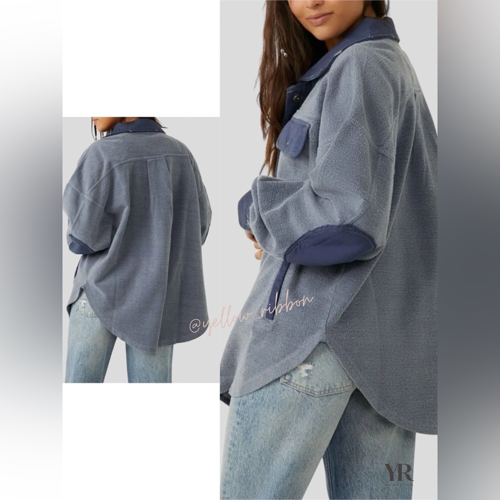 🆕 FREE PEOPLE Ruby Shacket | Navy - Picture 2 of 5